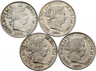 Spanish Coins. Lot of 4 coins of 40 centimos de escudo of Elizabeth II, 1864, 1865, 1866 and 1868*18*68. Minted in Madrid. TO EXAMINE. Almost VF/Choic...