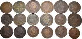 Spanish Coins. Lot with 33 Spanish coins, mainly from Elizabeth II. Contains 2 silver coins, the rest in copper. Very interesting. TO EXAMINE. F/Choic...