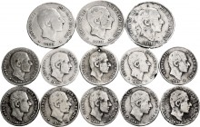 Spanish Coins. Lot of 13 coins of Alfonso XII. Manila. 20 Centavos 1883 (10) and 50 Centavos 1881 (3). Ag. TO EXAMINE. Almost F/F. Est...120,00. 

...
