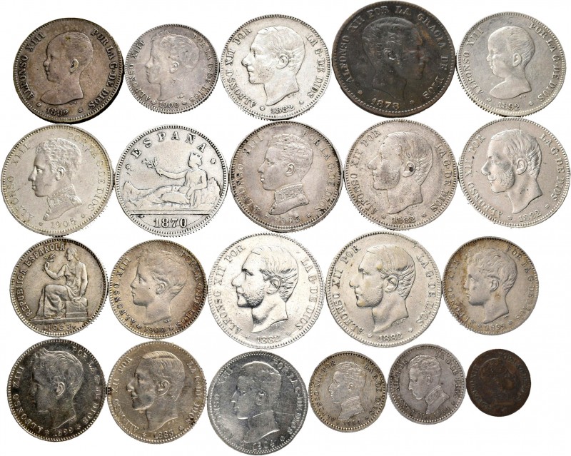 Spanish Coins. Lot of 20 pieces from the Centenary of the Peseta and 1 from the ...
