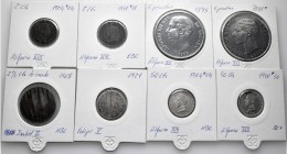Spanish Coins. Lot of 9 coins (1 of Philip V, 1 of Isabella II, 2 of Alfonso XII, 5 of Alfonso XIII) and 3 medals. TO EXAMINE. Choice F/UNC. Est...100...