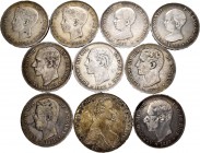 Spanish Coins. Lot of 10 coins, includes 1 thaler 1780 (reproduction) and 9 centreario hard coins. TO EXAMINE. Choice F/Almost VF. Est...160,00. 

...