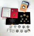 Spanish Coins. Lot containing 9 coins of 2.000 pesetas (1994-1997), Set of the III National Numismatic Exhibition, 5 ecus 1987 Belgium, a portfolio of...