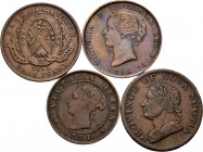 World Coins. Set of 4 coins from Canada. 1 Cent 1871 Price Edward Island and Half Penny Token 1832, 1842 and 1856. Ae. TO EXAMINE. VF/Choice VF. Est.....