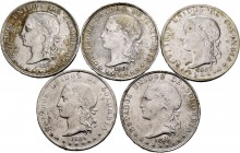 World Coins. Lot of 5 coins of Colombia. 5 Decimos 1880/1/2/4 and 5. Ag. TO EXAMINE. Almost VF/VF. Est...90,00. 


SPANISH DESCRIPTION: World Coins...