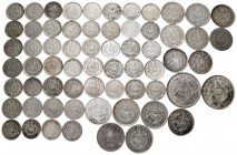World Coins. Lot of 64 Guatemalan coins, 14 of 10 quetzal centavos (from 1928 onwards), 48 pieces of 5 quetzal centavos (from 1925 onwards) and 2 of 2...