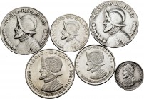 World Coins. Lot of 6 Panama silver coins from the 20th century, 5 centésimos, 1/4 balboa (2), 1/2 balboa (3). TO EXAMINE. VF/UNC. Est...75,00. 


...