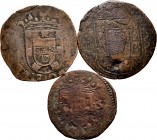 World Coins. Lot of 3 Portuguese coins. D. Sebastiao I, 2-3 and 5 Reis. Ae. TO EXAMINE . /Choice F. Est...30,00. 


SPANISH DESCRIPTION: World Coin...