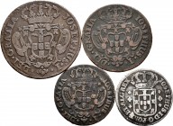 World Coins. Lot of 4 Portugal coins. D. Jose I, 3 Reis 1751; 5 Reis 1754; 10 Reis 1764 y 6 Vinténs. Ae/Ar. TO EXAMINE. Almost VF/VF. Est...80,00. 
...
