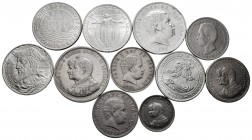 World Coins. Lot of 11 silver coins from Portugal, 1000 reis (1899), 500 reis (1888, 1891, 1899), 50 escudos (1968, 1969, 1970, 1972) and series of 3 ...