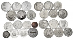 World Coins. Lot of 25 world coins, 1 copper (X cash 1808), 1 platinum (5 pounds 1999 Gibraltar) and 23 silver coins from countries such as Finland, I...