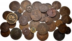 World Coins. Lot of 41 copper coins, Spain (34), Italy (4), France (1), Portugal (1), Great Britain (1). TO EXAMINE. Almost F. Est...65,00. 


SPAN...