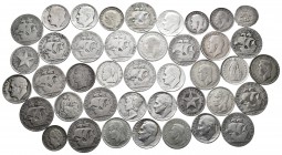 World Coins. Lot of 41 small silver coins from countries like Portugal, United States, Great Britain, and others. TO EXAMINE. F/Choice VF. Est...100,0...