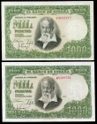 Banknotes. Lot of 4 banknotes of 1000 pesetas 1931 (Joaquín Soralla), 1 without series, 1 series A (centre fold), 1 series B, 1 series C (centre fold)...