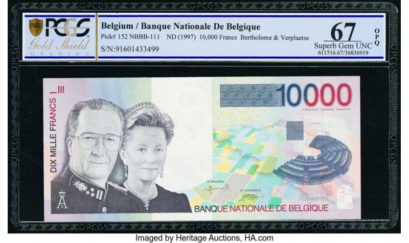 Belgium Banque Nationale de Belgique 10,000 Francs ND (1997) Pick 152 PCGS Gold ...