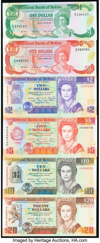 Belize Central Bank of Belize Group Lot of 6 Examples Crisp Uncirculated. 

HID0...