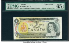 Canada Bank of Canada $1 1973 BC-46aT-i Test Note PMG Gem Uncirculated 65 EPQ. 

HID09801242017

© 2020 Heritage Auctions | All Rights Reserved