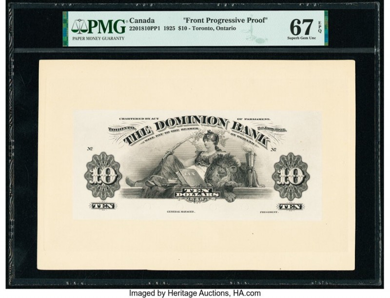 Canada Toronto, ON- Dominion Bank $10 2.1.1925 Ch.# 220-18-10PP1 Front Progressi...