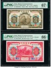 China Bank of Communications, Shanghai 5; 10 Yuan 1914 Pick 117n; 118q Two Examples PMG Superb Gem Unc 67 EPQ; Gem Uncirculated 66 EPQ. 

HID098012420...