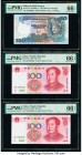 China People's Bank of China 100 Yuan 1999 Pick 901 Two Consecutive Prefix AB Examples PMG Gem Uncirculated 66 EPQ; Malaysia Bank Negara 50 Ringgit ND...