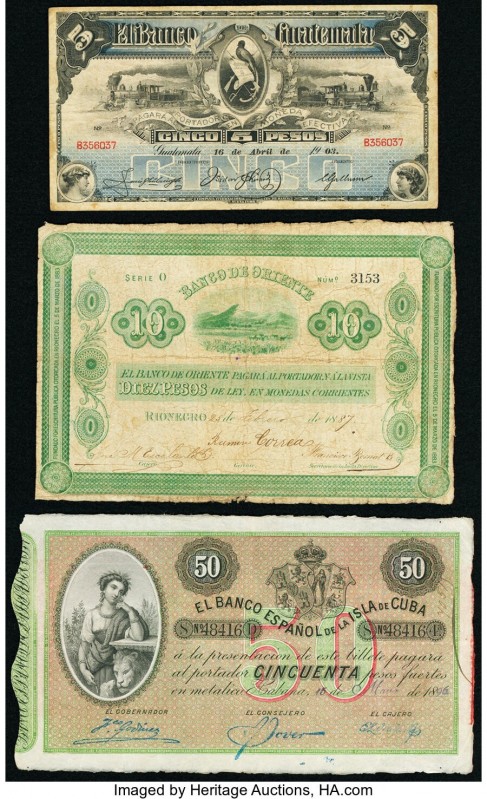 Colombia, Cuba and Guatemala Group Lot of 3 Examples Fine-Very Fine. Annotations...