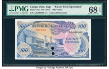 Congo Democratic Republic Conseil Monetaire 100 Francs ND (1963) Pick 1cts Color Trial Specimen PMG Superb Gem Unc 68 EPQ. Two POCs.

HID09801242017

...