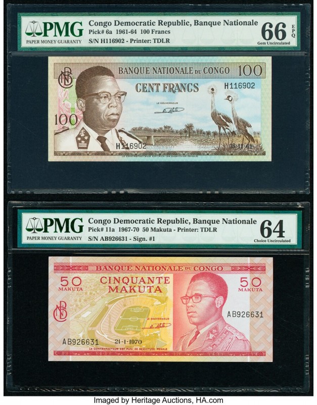 Congo Democratic Republic Banque Nationale du Congo 100 Francs; 50 Makuta 1961-6...