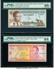 Congo Democratic Republic Banque Nationale du Congo 100 Francs; 50 Makuta 1961-64; 21.1.1970 Pick 6a; 11a Two Examples PMG Gem Uncirculated 66 EPQ; Ch...