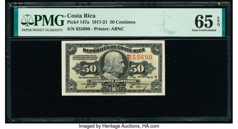 Costa Rica Republica de Costa Rica 50 Centimos 21.11.1921 Pick 147a PMG Gem Unci...