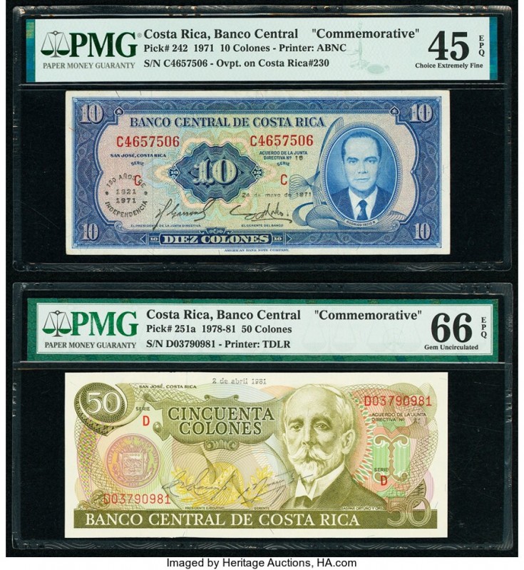 Costa Rica Banco Central de Costa Rica 10; 50 Colones 24.5.1971; 2.4.1981 Pick 2...