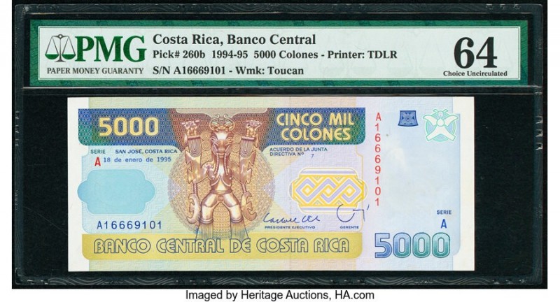 Costa Rica Banco Central de Costa Rica 5000 Colones 18.1.1995 Pick 260b PMG Choi...