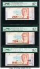 Costa Rica Banco Central de Costa Rica 2000 (3) Colones 2005; 2003; 1997 Pick 265e; 265d; 271 Three Examples PMG Superb Gem Unc 67 EPQ (3). 

HID09801...