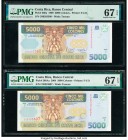 Costa Rica Banco Central de Costa Rica 5000 (2) Colones 1999; 2004 Pick 268a; 268Aa Two Examples PMG Superb Gem Unc 67 EPQ (2). 

HID09801242017

© 20...