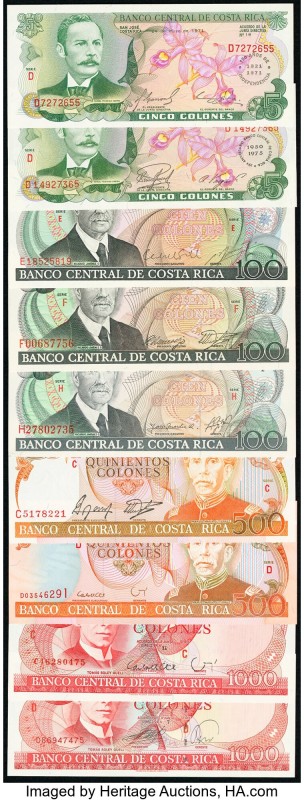 Costa Rica Banco Central de Costa Rica Group Lot of 9 Examples Crisp Uncirculate...