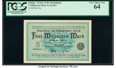 Danzig Senate of the Municipality 5 Milliarden Mark 11.10.1923 Pick 30a PCGS Very Choice New 64. 

HID09801242017

© 2020 Heritage Auctions | All Righ...