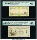 French Indochina Banque de l'Indo-Chine 1 Piastre ND (1945) Pick 76a PMG Gem Uncirculated 66 EPQ; South Vietnam National Liberation Front 10; 20; 50 X...