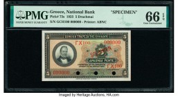 Greece National Bank of Greece 5 Drachmai 28.4.1923 Pick 73s Specimen PMG Gem Uncirculated 66 EPQ. Three POCs.

HID09801242017

© 2020 Heritage Auctio...