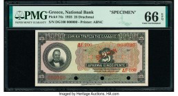 Greece National Bank of Greece 25 Drachmai 15.4.1923 Pick 74s Specimen PMG Gem Uncirculated 66 EPQ. Three POCs.

HID09801242017

© 2020 Heritage Aucti...