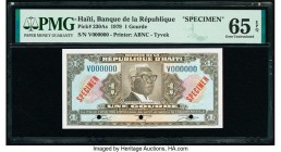 Haiti Banque de la Republique d'Haiti 1 Gourde 1979 Pick 230As Specimen PMG Gem Uncirculated 65 EPQ. Three POCs.

HID09801242017

© 2020 Heritage Auct...