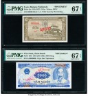 Lao Banque Nationale du Laos 5 Kip ND (1957) Pick 2as Specimen PMG Superb Gem Unc 67 EPQ; Vietnam State Bank of Viet Nam 5000 Dong 1991 (ND 1993) Pick...