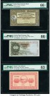 Latvia Latvian Government State Treasury Note 10 Latu 1939 Pick 29d PMG Gem Uncirculated 66 EPQ; Russia Nikolsk-Ussurlisk 10 Rubles ND (1919) Pick S12...