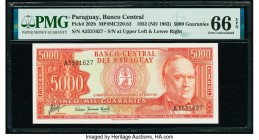 Paraguay Banco Central 5000 Guaranies 1952 (ND 1963) Pick 202b PMG Gem Uncirculated 66 EPQ. 

HID09801242017

© 2020 Heritage Auctions | All Rights Re...
