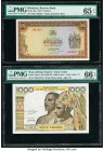 Rhodesia Reserve Bank of Rhodesia 5 Dollars 1979 Pick 40a PMG Gem Uncirculated 65 EPQ; West African States Banque Centrale, Ivory Coast 1000 Francs ND...