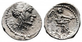 Quinarius AR
M. Cato, 89 BC. Rome, female bust right / Victory seated right
16 mm, 2,01g
Crawford 343/1b; Sydenham 596; Porcia 540