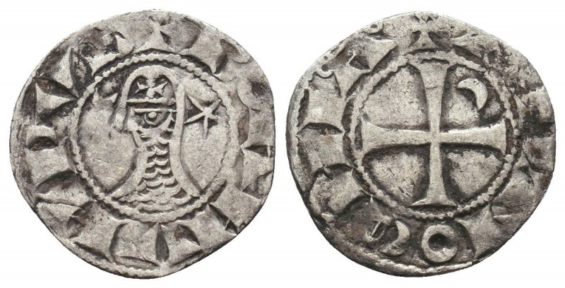 Denier AR
Antioch, Bohemond III (1163-1201), Helmeted bust between star and cre...