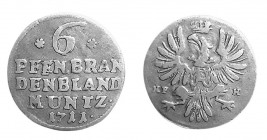 6 Pfennige AR
Prussia, Friedrich I, 1711
19 mm, 1,38 g