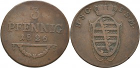 3 Pfennig Sachsen-Coburg-Saalfeld Ernst 1806-1826
1826
4,90 g Jaeger 220, AKS 145