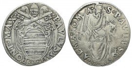 Giulio AR
Papal States, Paolo IV (1555-1559), Rome
26 mm, 2,90 g
Arms. R/S. Paul. Berman 1040