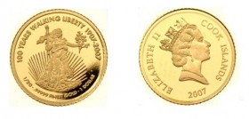 1 Dollar AV
100 Years Walking Liberty, 2007, Gold 999/1000
11 mm, 0,5 g