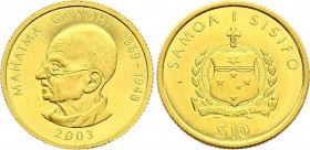 1/25 OZ
10 Dollars, Samoa, M. Ghandi, Gold 999/1000
1,27g
